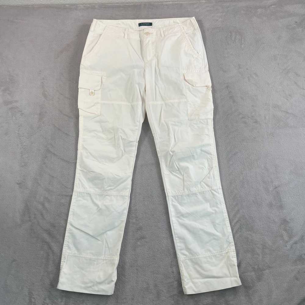 Lauren Ralph Lauren Paratrooper Cargo Pants Women 8 (34x32) Ivory Military‎ NWOT
